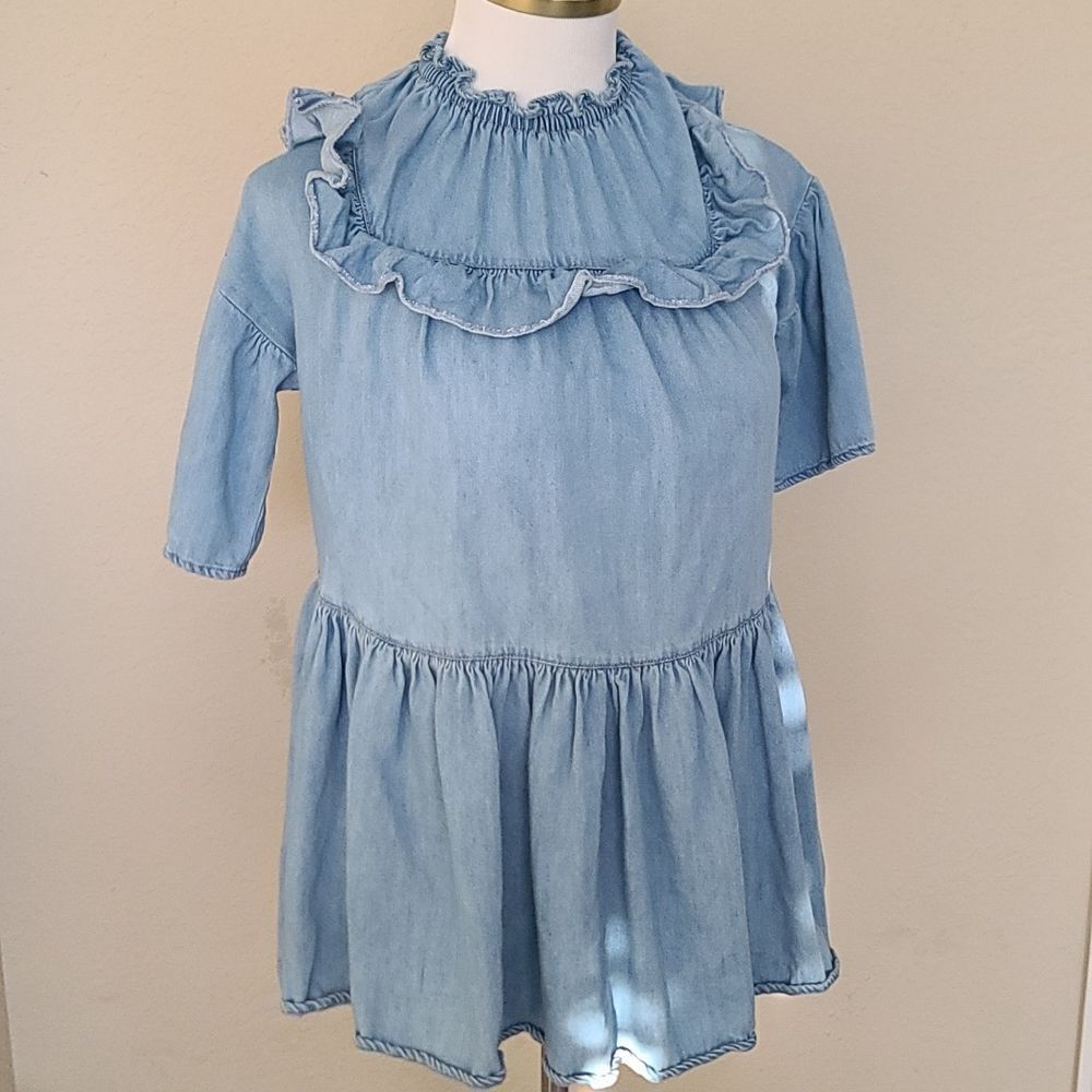 Zara Girls Denim Ruffle Dress